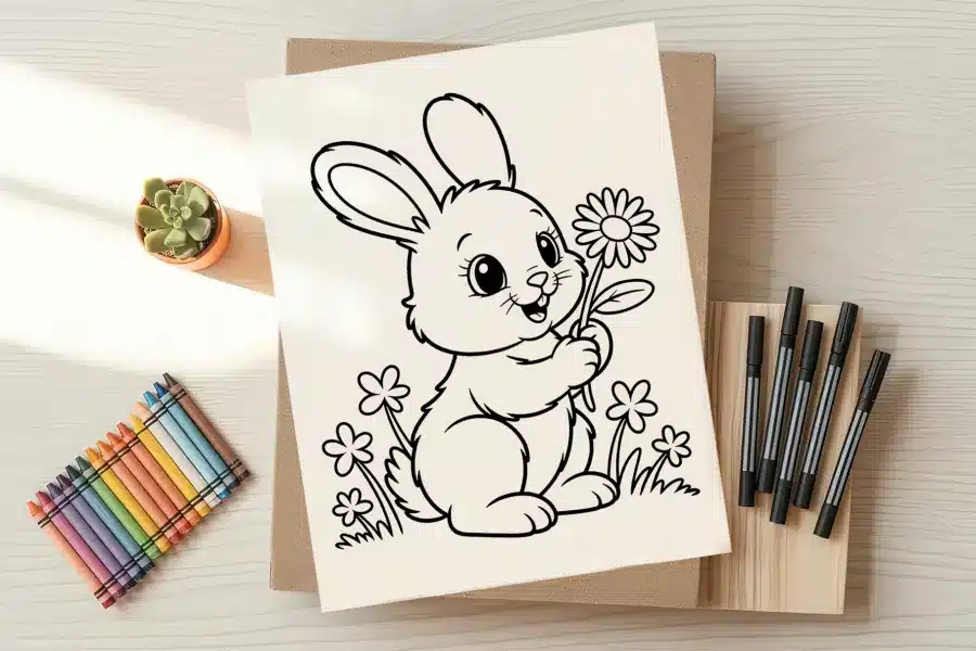 a drawing of a rabbit on a piece of paper