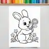 A Drawing Of A Rabbit Holding A Flower
