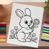 A Drawing Of A Rabbit Holding Flowers