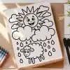 A Coloring Book With A Sun And Clouds And Clouds