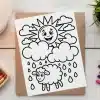 A Drawing Of A Sun And Clouds On A Piece Of Paper