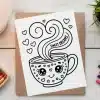 Coloring Page Of A Cute Cartoon Mug With Hearts And Stars, Steaming With The Words Sweet Dreams.