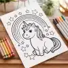 A Coloring Book With A Unicorn And Stars