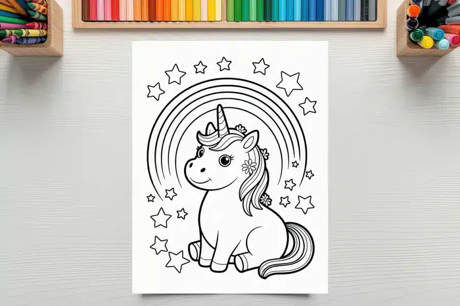 A Coloring Page Of A Unicorn