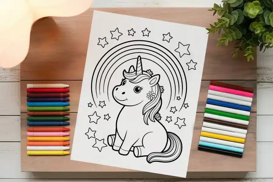 A Coloring Page Of A Unicorn