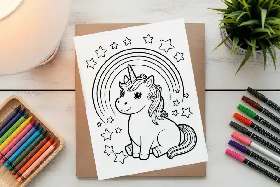A Drawing Of A Unicorn On A Brown Paper
