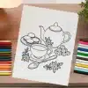 A Drawing Of Teacups And Teapots On A Table