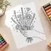 Wildflower Bouquet Free Coloring Page - Printable Adult Coloring Sheet Of Hand Holding Flowers