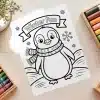 Winter Fun Penguin Free Coloring Page - Printable Kids Coloring Sheet With Penguin, Hat, And Scarf