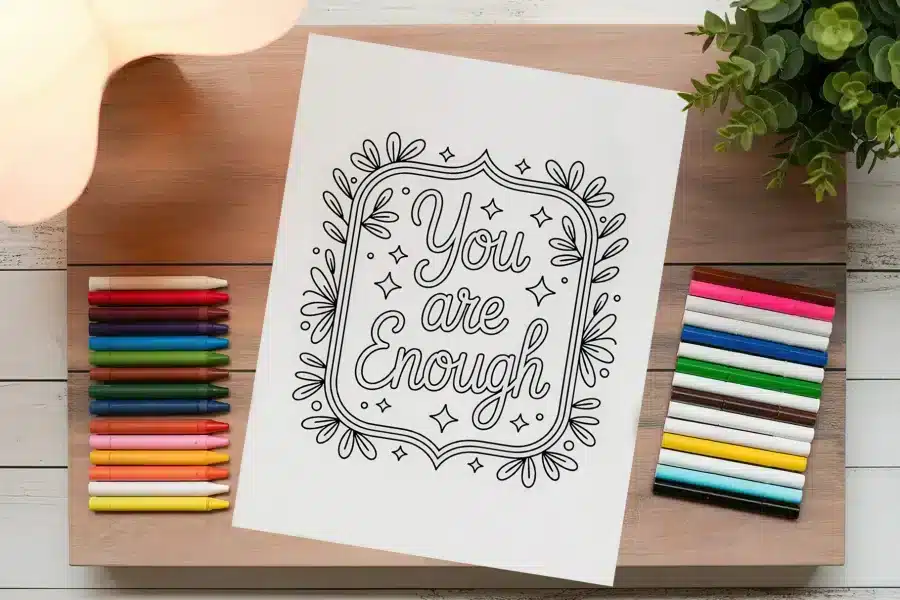 A Paper With A Quote On It Next To Colored Pencils