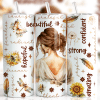 Brunette Woman Affirmations Tumbler Wrap - Digital Download Png Design With Mockup For 20Oz Skinny Tumblers