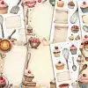 Collage Of Vintage-Style Baking Illustrations, Featuring Cupcakes, Pies, And Baking Utensils On Recipe-Style Backgrounds.