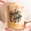 A Glass Jar Filled With Iced Coffee, Displaying The Text The Best Is Yet To Come.