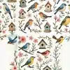 A Collage Of Colorful Birds And Birdhouses On Flowering Branches.