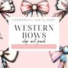 Ten Western-Themed Bows In A Clip Art Pack. The Bows Are Decorated With Feathers And Turquoise Accents.