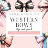 Western Cowgirl Bows Clip Art Set - Digital Download Png Graphics With Cow Print And Rustic Patterns