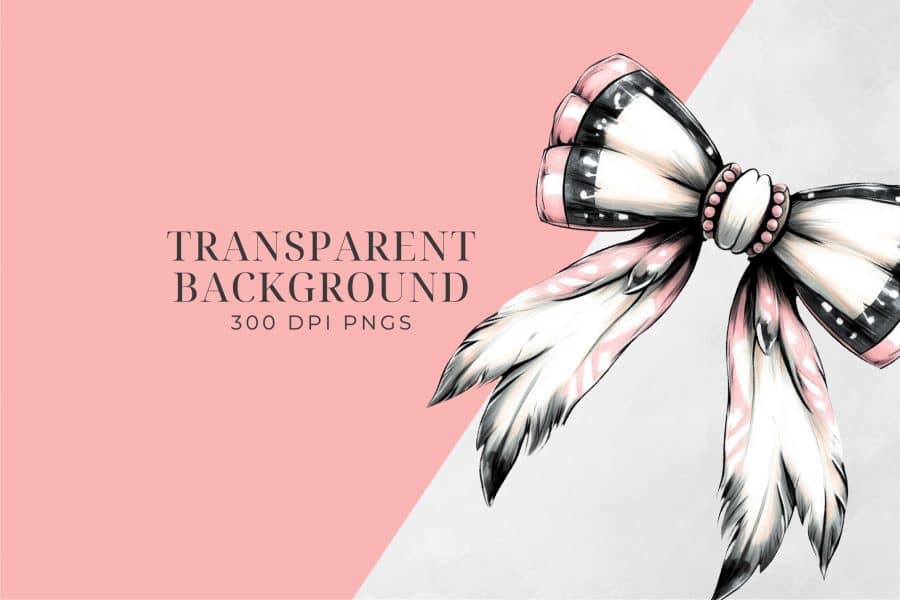 Large Decorative Bow With Pink And White Feathers.