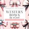 Country Western Bows Clip Art Set - Digital Download Png Graphics With Cow Print And Paisley Designs