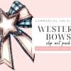 A Large, Decorative Bow With A Star In The Center. The Bow Is Beige And Blue Plaid.