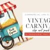 Vintage Popcorn Cart With Red And White Striped Awning, Filled With Popcorn.