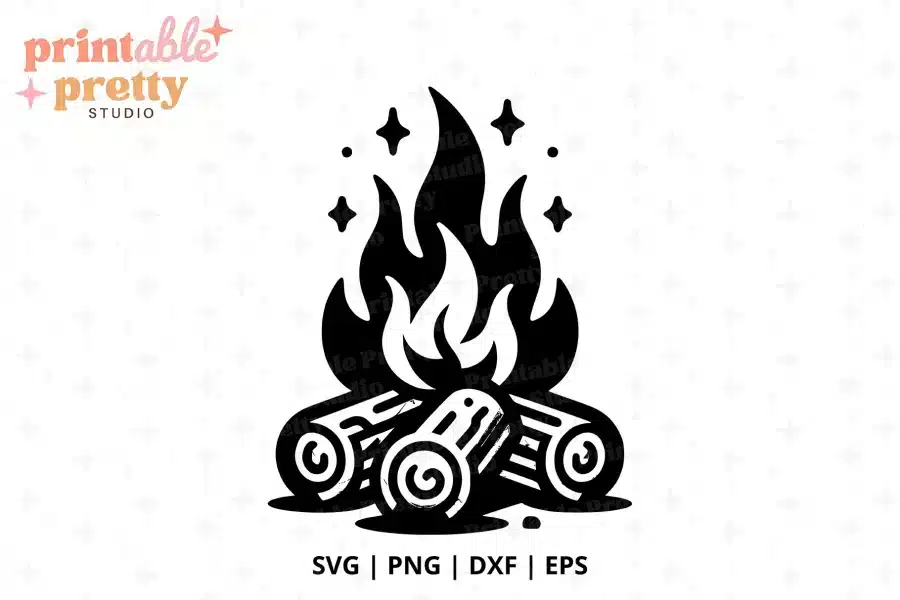 Campfire SVG Cut File - digital download for Cricut and Silhouette camping projects