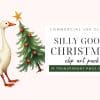 A White Goose Standing Next To A Small Christmas Tree.