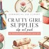 Assortment Of Craft Supplies Including Colored Pencils, Embroidery Hoop, Washi Tape, Yarn, And Fabric.