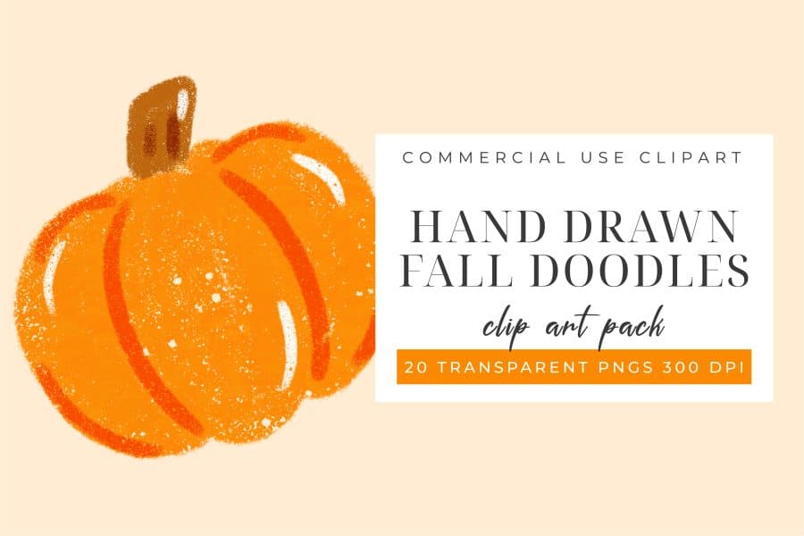Hand-Drawn Illustration Of An Orange Pumpkin.
