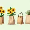Sunflowers In Paper Bags.
