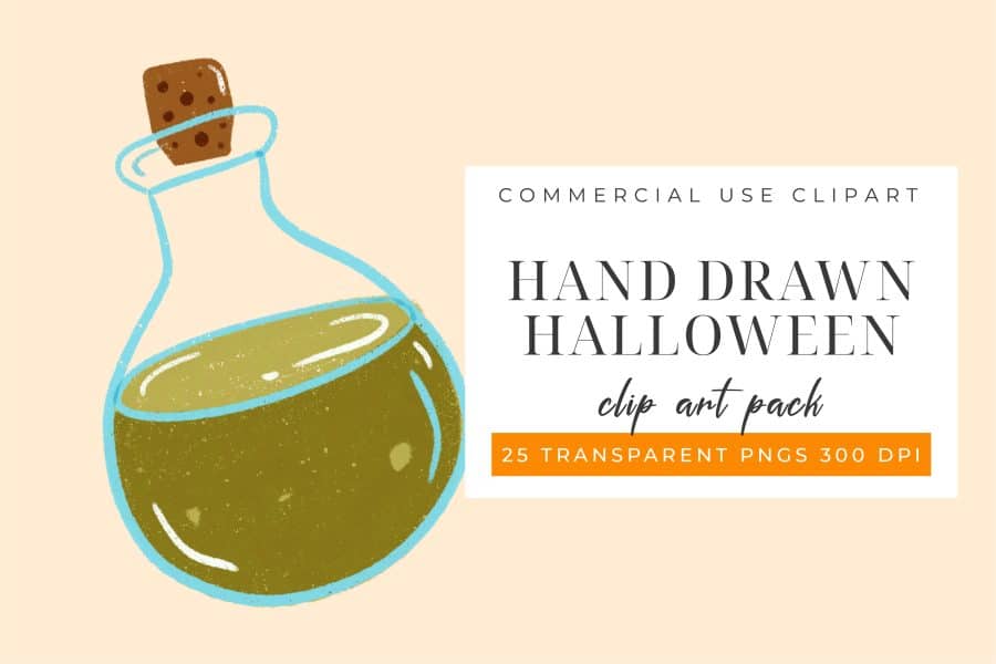 Hand-Drawn Illustration Of A Potion Bottle With A Cork Stopper, Filled With A Greenish-Brown Liquid.