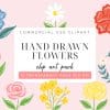 Hand Drawn Flowers Clip Art Set - Digital Download Png Graphics With Hand-Sketched Floral Doodles