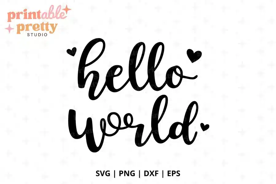 Hello World Free SVG Cut File - digital download for Cricut and Silhouette baby announcement projects