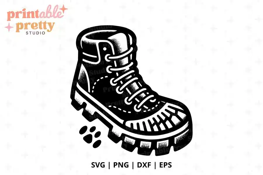 Hiking Boot SVG Cut File - digital download for Cricut and Silhouette outdoor projects