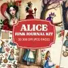Alice Junk Journal Kit - Printable Jpg Pages With Whimsical Illustrations