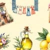 A Mediterranean-Style House, Clothing On A Clothesline, Lemons, Lavender, And Olive Oil.