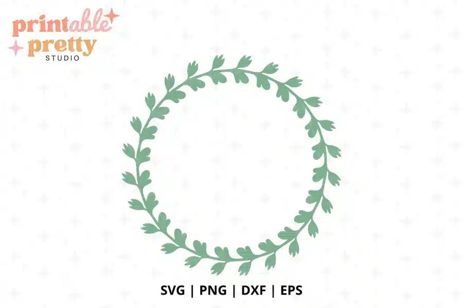 Leafy Wreath SVG Cut File - digital download for Cricut and Silhouette monogram projects