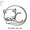 Line Art Cat Free Svg Cut File - Free Digital Download For Cricut And Silhouette Minimalist Projects