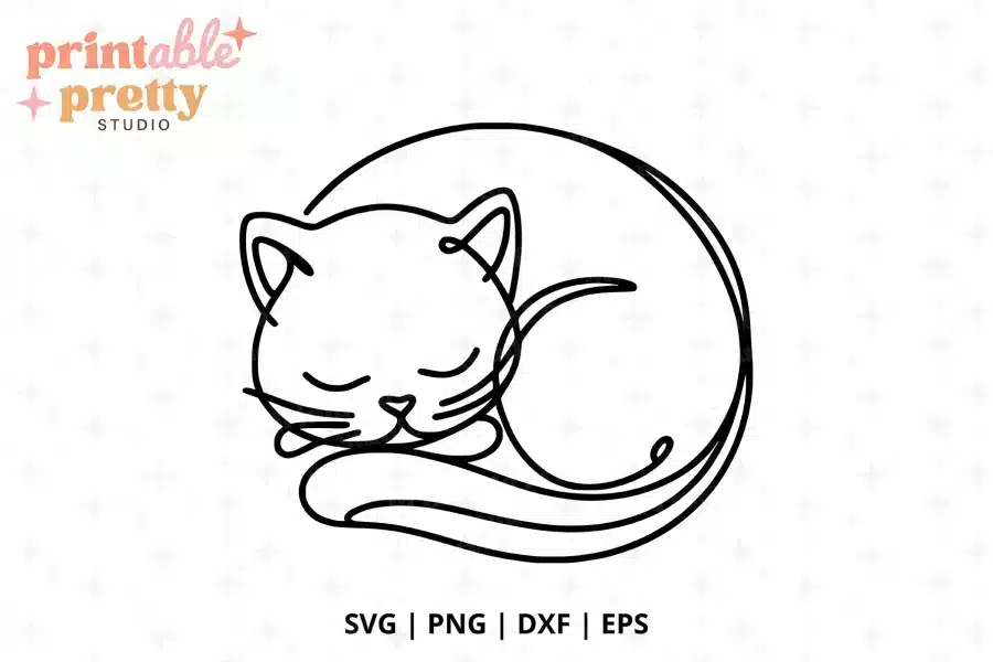 Line Art Cat Free SVG Cut File - free digital download for Cricut and Silhouette minimalist projects