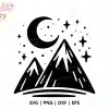 Mountains And Moon Svg Cut File - Digital Download For Cricut And Silhouette Nature Projects