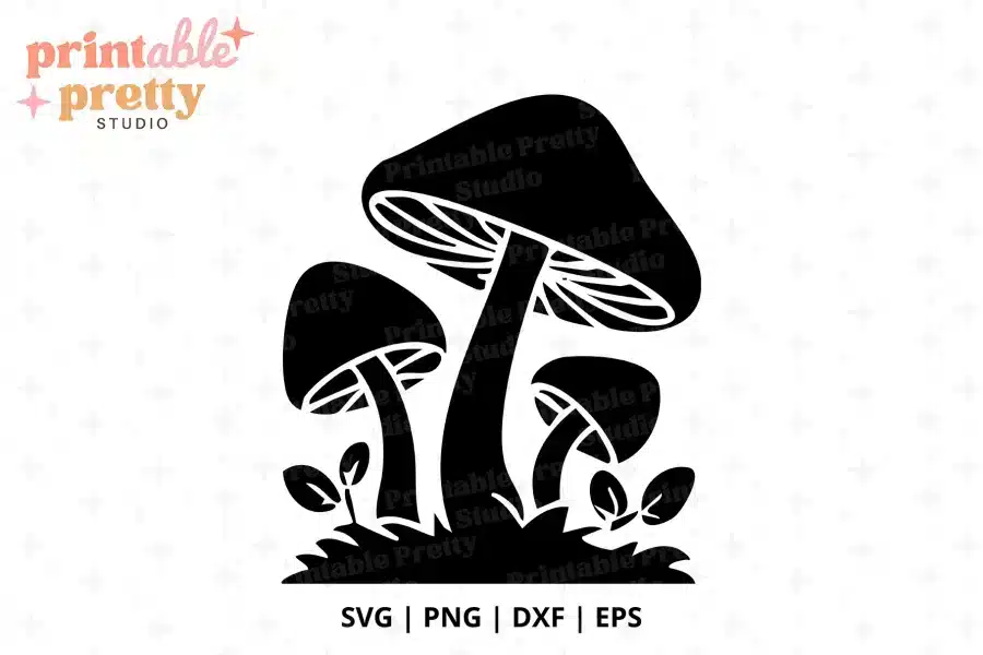 Mushroom Cluster SVG Cut File - digital download for Cricut and Silhouette woodland projects