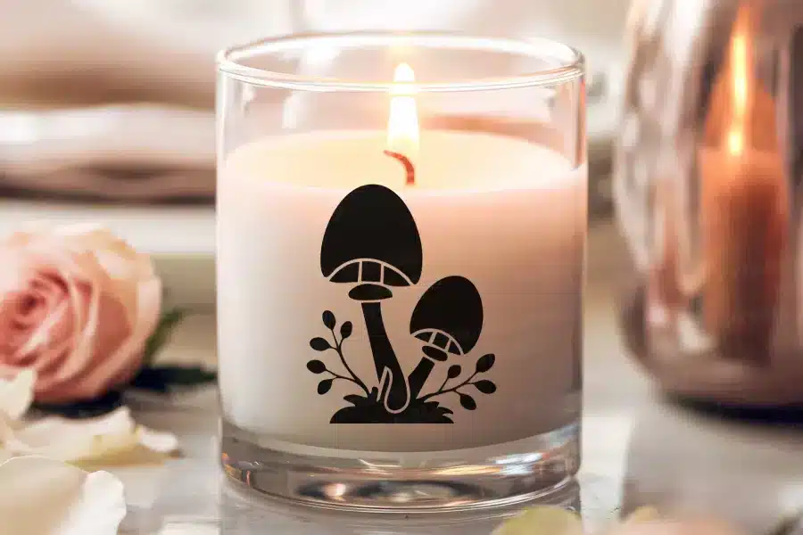 a candle in a glass