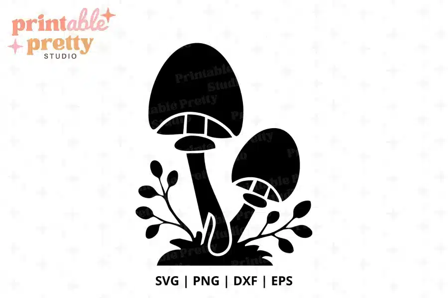 Mushroom Duo SVG Cut File - digital download for Cricut and Silhouette woodland projects