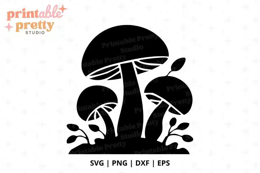 Mushroom Trio SVG Cut File - digital download for Cricut and Silhouette woodland projects