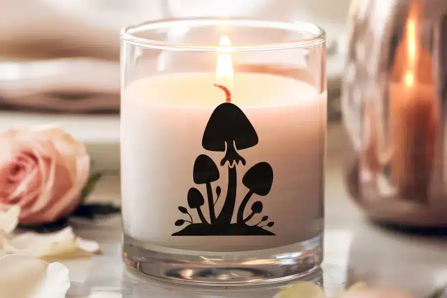 a candle with a flame