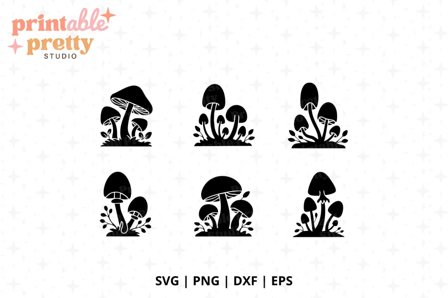 Mushroom SVG Bundle, mushroom cluster svg, toadstool group png, woodland craft dxf, forest theme eps, simple fungi graphics, nature lover designs, cute mushroom art, fall autumn svg pack, Cricut project ideas, DIY project templates, heat press designs, vinyl decal files, instant craft downloads, affordable craft files, sublimation ready designs, digital craft patterns, Cricut ready SVGs, Silhouette project ideas