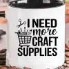 A White Mug With Black Rim And Black Text On It