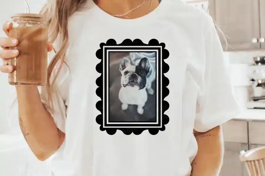A Person Wearing A White Shirt With A Picture Of A Dog