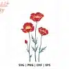 Poppy Flowers Svg Cut File - Digital Download For Cricut And Silhouette Floral Projects