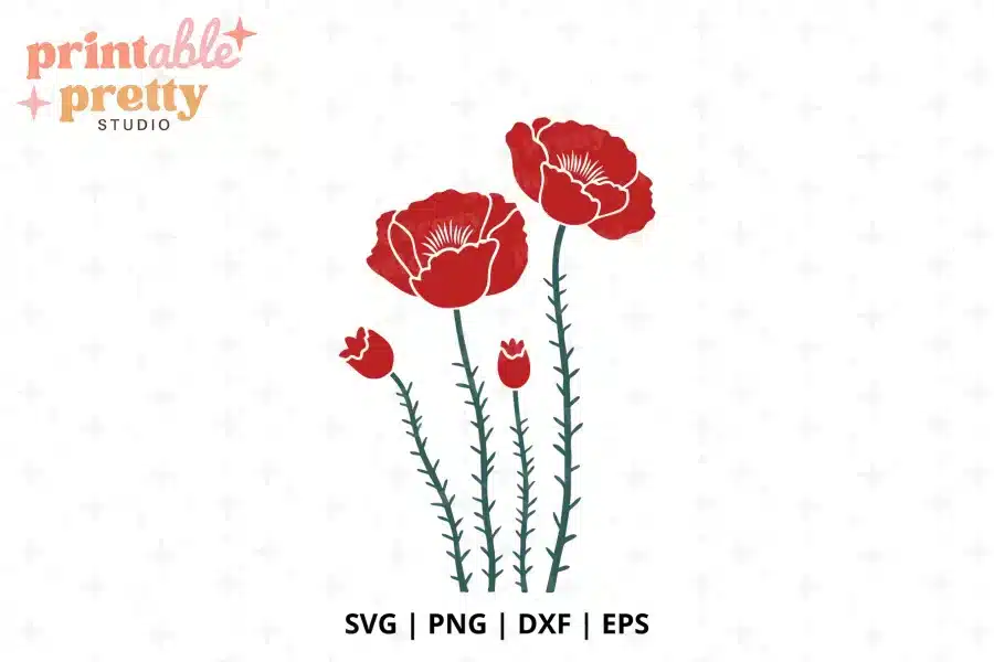 Poppy Flowers SVG Cut File - digital download for Cricut and Silhouette floral projects
