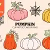 Pastel Pumpkin Clip Art Set - Digital Download Png Graphics With Cute Halloween Pumpkins